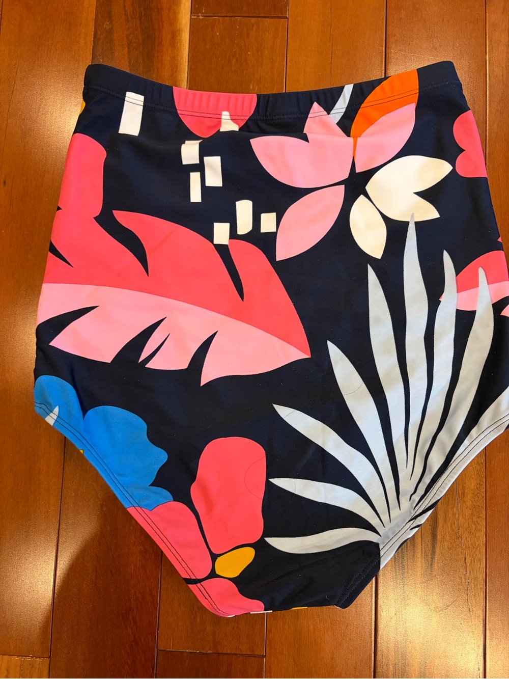 High-Waist Floral Swim Bottoms - Navy Multi - Picture 5 of 5